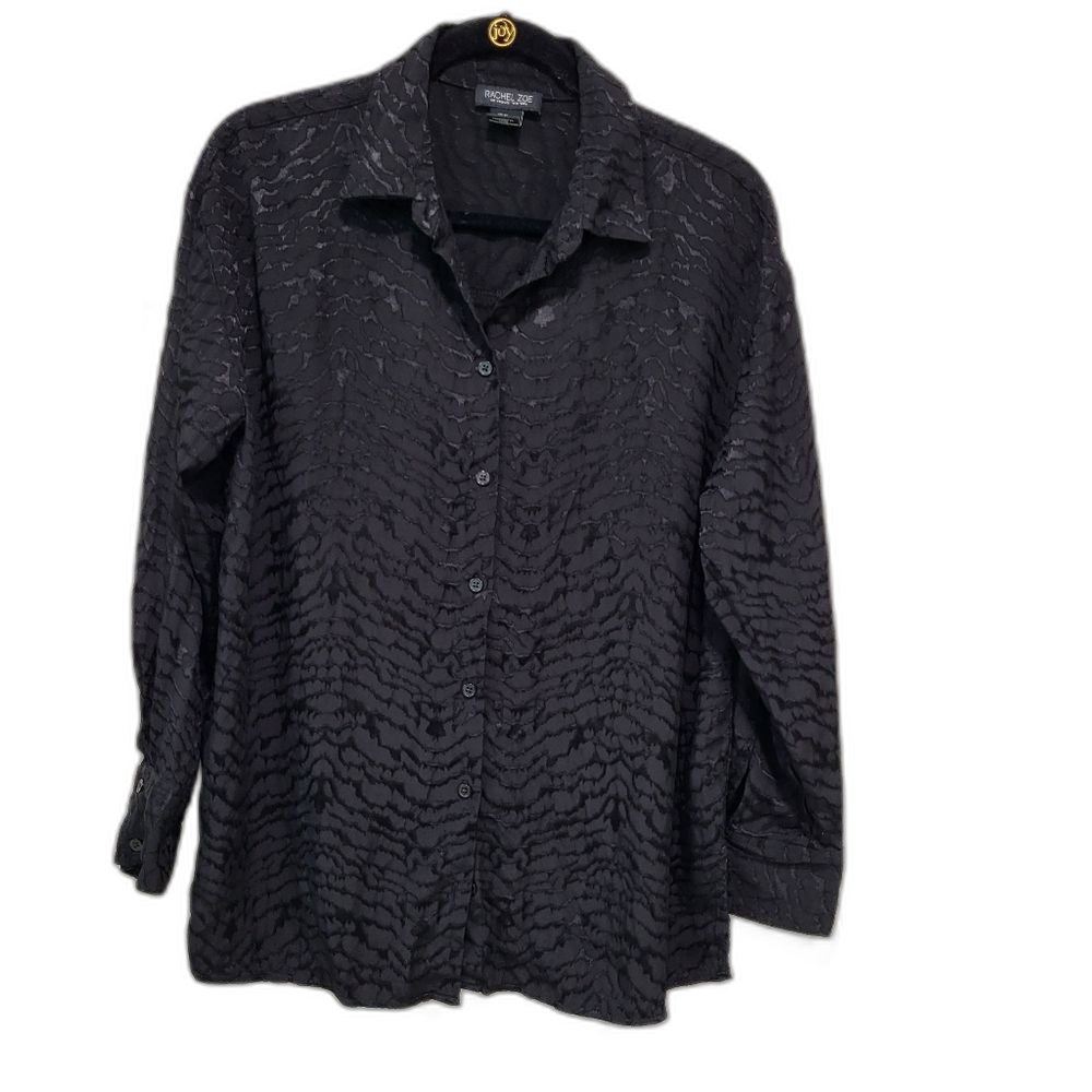 Black Zebra Textured Blouse By Rachel Zoe -Size Med